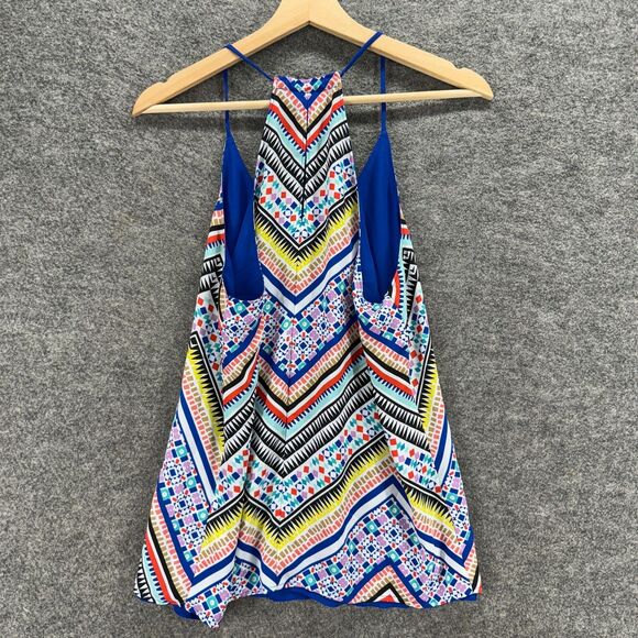Unbranded Top Women M Medium Blue Striped V-Neck Sleeveless Spaghetti Strap - Picture 2 of 5
